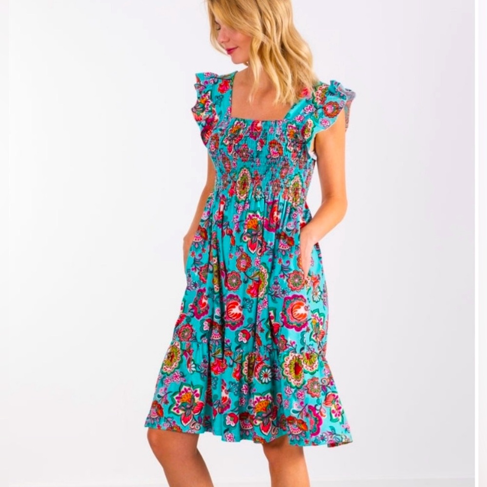 Lolitas floral smocked dress. Size Large